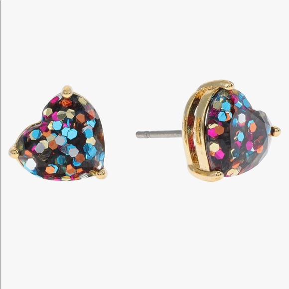 New Kate Spade My Love Glitter Heart Stud Earrings